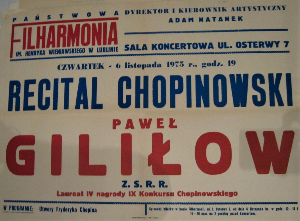 Plakat koncertowy, 6 listopada 1975, Paweł Giliłow - fortepian