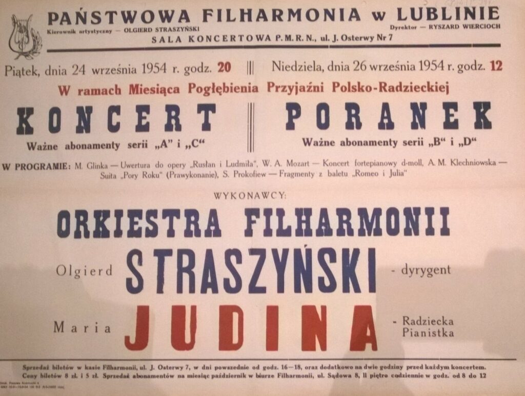 Plakat koncertowy, 24 września 2954, Olgierd Straszyński - dyrygent, Maria