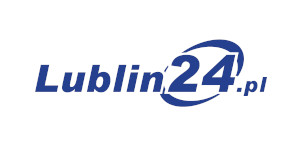 Logo portalu Lublin 24.pl, niebieski napis na białym tle